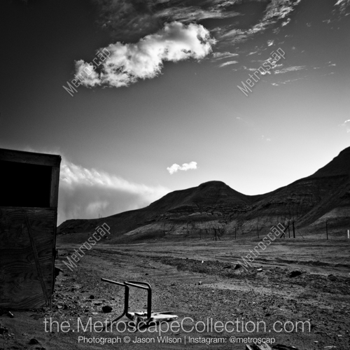 Framed Black and White Print of A Desolate Indian Roadside Market near Tuba City Arizona