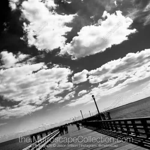 Framed Black and White Print of The Coney Island Boardwalk