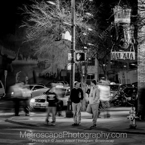People Crossing the Street at Sixth and San Jacinto