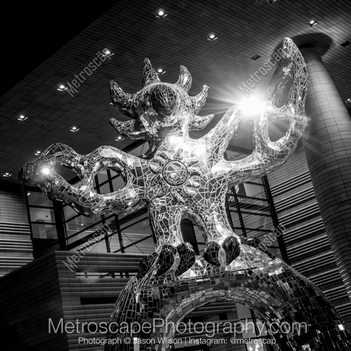 The Firebird Sculpture Outside of the Bechtler Center