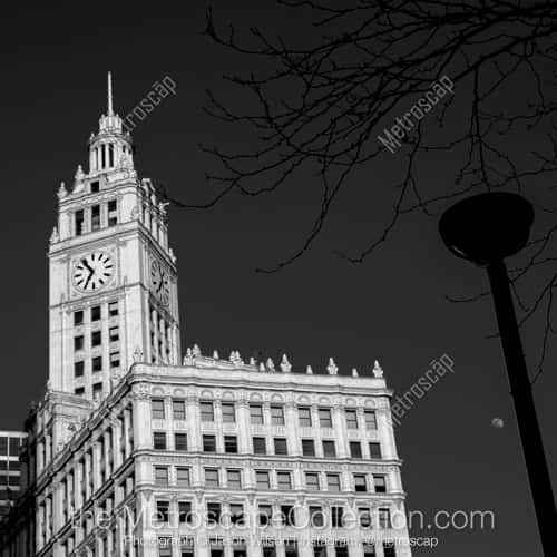 6:54pm on the Wrigley Building