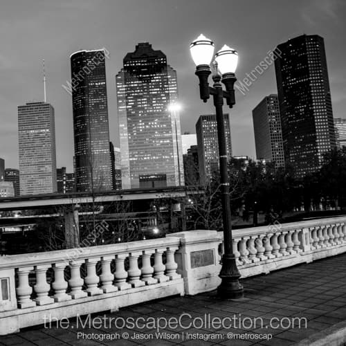 The Houston Skyline on the Sabine Street Bridge