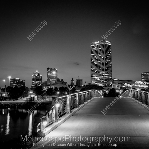 Milwaukee Skyline Pedestrian Bridge near Pier Wisconsin