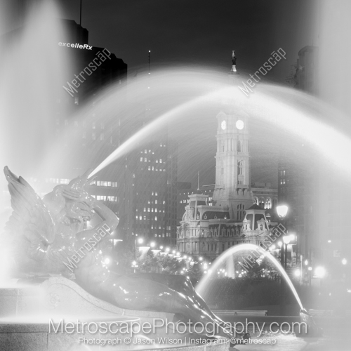 Philadelphia City Hall Through the Mist of Swann Fountain