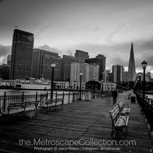 Park Benches Line the Edges of Pier 7 in San Francisco