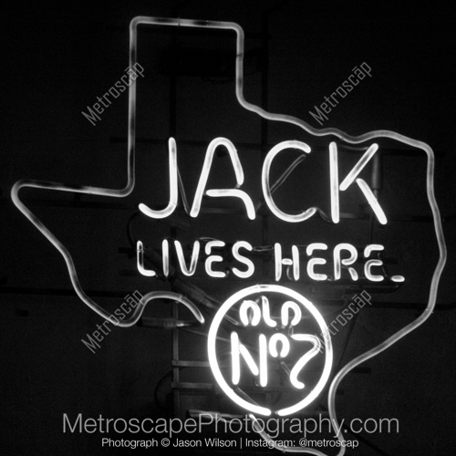 A Neon Outline of Texas and Jack Daniels