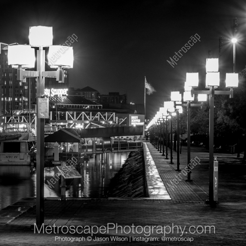 Geometric Lamps Line the Inner Harbor