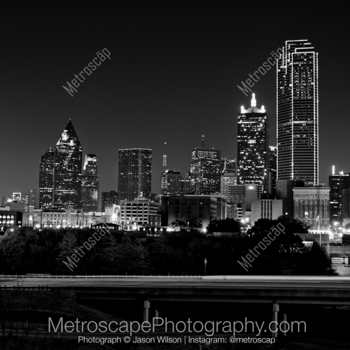 The Downtown Dallas Skyline Overlooking the Stemmons Expressway