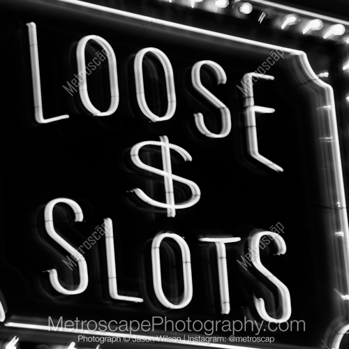 Loose Slots Neon Sign Outside of 4 Queens Casino
