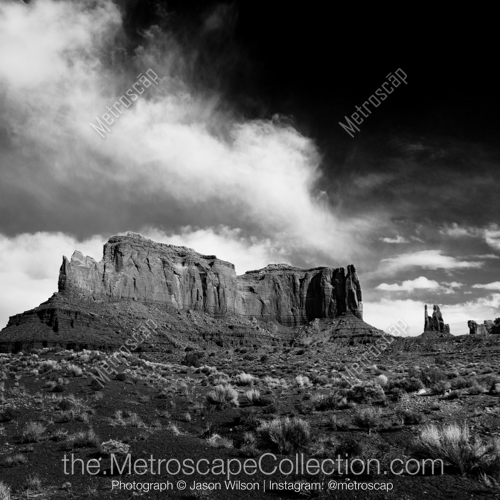 Black and White photography of Monument Valley