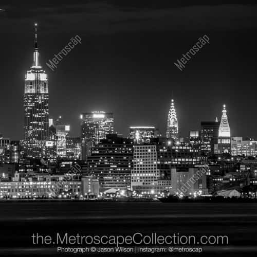 The Midtown Manhattan Skyline at Night from Liberty Park
