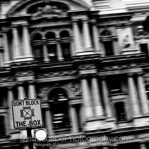 Dont Block the Box Sign in front of Philadelphia City Hall