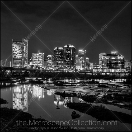 The Richmond Skyline at Night over the James River