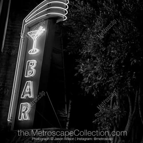 The BAR sign above the Dirty Martini in San Francisco