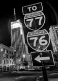Downtown Akron Ohio Black and White Vertical Downtown Akron Ohio black and white