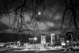 Downtown Akron Skyline Black and White Horizontal Downtown Akron Skyline black and white