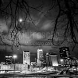Downtown Akron Skyline Black and White Square Downtown Akron Skyline black and white