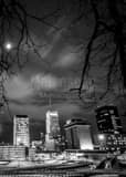Downtown Akron Skyline Black and White Vertical Downtown Akron Skyline black and white