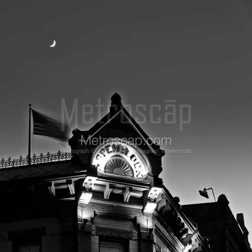 Matte Black MDF Framed Black and White Aspen Photograph: The Aspen Block Building in a Square Matte Black MDF Frame
