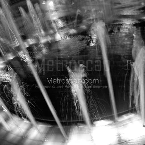 Matte Black MDF Framed Black and White Atlanta Photograph: The Centennial Olympic Park Fountain in a Square Matte Black MDF Frame