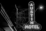Austin Motel Sign Black and White Horizontal Austin Motel Sign black and white