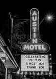 Austin Motel Sign Black and White Vertical Austin Motel Sign black and white