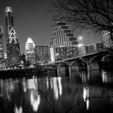 Austin Skyline And Congress Ave Bridge Black and White Square Austin Skyline And Congress Ave Bridge black and white