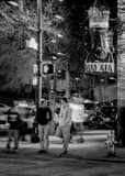 People Crossing Street At Sixth And San Jacinto Black and White Vertical People Crossing Street At Sixth And San Jacinto black and white