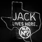 Texas Neon Jack Daniels Sign Black and White Square Texas Neon Jack Daniels Sign black and white