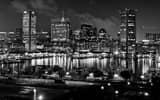 Baltimore Skyline Inner Harbor Federal Hill Black and White Horizontal Baltimore Skyline Inner Harbor Federal Hill black and white