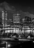 Baltimore Skyline Inner Harbor Federal Hill Black and White Vertical Baltimore Skyline Inner Harbor Federal Hill black and white
