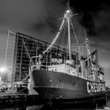Chesapeake Lightship Inner Harbor Black and White Square Chesapeake Lightship Inner Harbor black and white