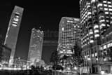 Boston Financial District Night Black and White Horizontal Boston Financial District Night black and white