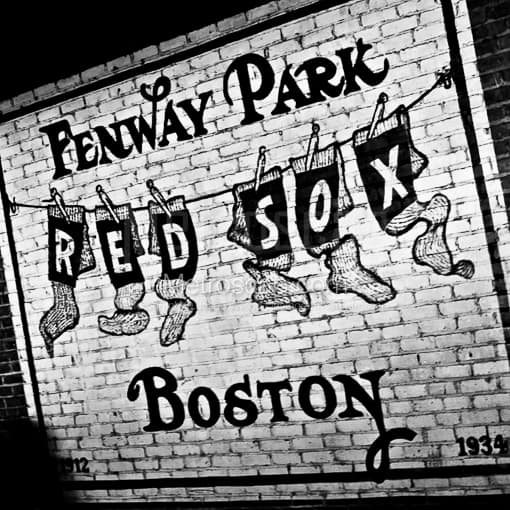 Matte Black MDF Framed Black and White Boston Photograph: Boston Red Sox Wall Mural in a Square Matte Black MDF Frame
