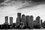 Boston Skyline Dusk Black and White Horizontal Boston Skyline Dusk black and white
