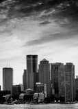 Boston Skyline Dusk Black and White Vertical Boston Skyline Dusk black and white
