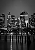 Boston Skyline Dusk Black and White Vertical Boston Skyline Dusk black and white