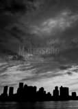 Boston Skyline East Boston Piers Black and White Vertical Boston Skyline East Boston Piers black and white