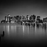 Boston Skyline Financial District From Lopresti Park Black and White Square Boston Skyline Financial District From Lopresti Park black and white