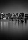 Boston Skyline Financial District From Lopresti Park Black and White Vertical Boston Skyline Financial District From Lopresti Park black and white
