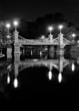 Public Garden Suspension Bridge Black and White Vertical Public Garden Suspension Bridge black and white
