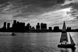 Sail Boat Boston Harbor Black and White Horizontal Sail Boat Boston Harbor black and white