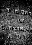 Canton Ohio Bell Inscription Black and White Vertical Canton Ohio Bell Inscription black and white