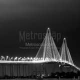 Arthur Ravenel Bridge Charleston Sc Night Black and White Square Arthur Ravenel Bridge Charleston Sc Night black and white