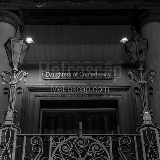 Matte Black MDF Framed Black and White Charleston Photograph: The Daughters of the Confederacy Building in a Square Matte Black MDF Frame