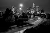 Charlotte City Skyline Night Black and White Horizontal Charlotte City Skyline Night black and white