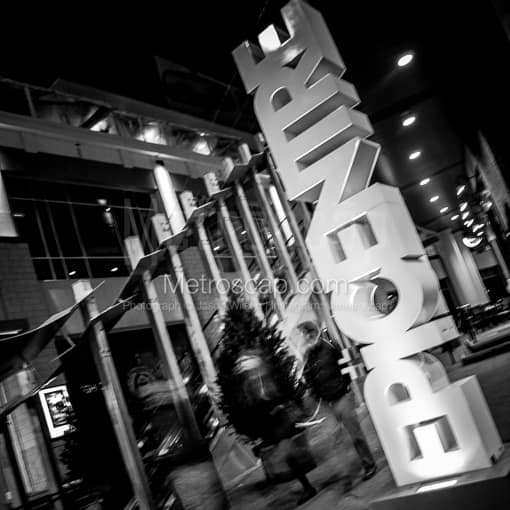 Matte Black MDF Framed Black and White Charlotte Photograph: The Epicenter in Downtown Charlotte in a Square Matte Black MDF Frame