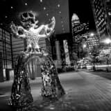 Firebird Sculpture On Tryon Downtown Charlotte Black and White Square Firebird Sculpture On Tryon Downtown Charlotte black and white