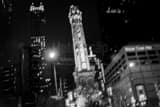 Blurry Shot Of Chicago Water Tower Black and White Horizontal Blurry Shot Of Chicago Water Tower black and white