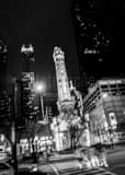 Blurry Shot Of Chicago Water Tower Black and White Vertical Blurry Shot Of Chicago Water Tower black and white